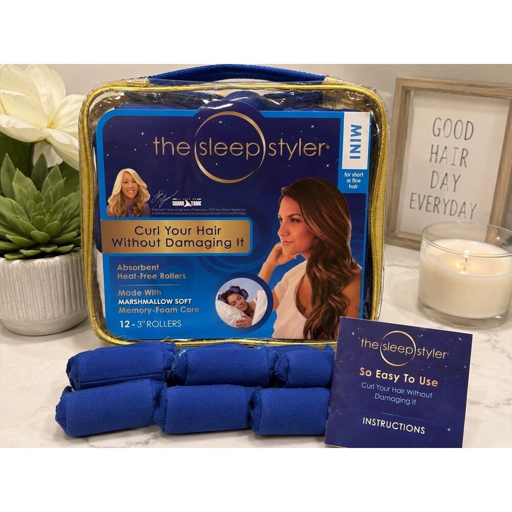 THE SLEEP STYLER MINI FOR SHORT OR FINE HAIR 12 - 3" ROLLERS SHARK TANK - NEW